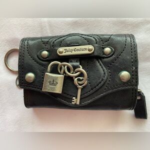 Y2K Vintage Juicy Couture Black Genuine Leather Wallet Clutch